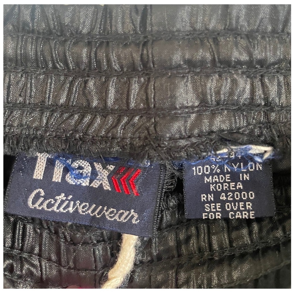 Trax 90's Mens Black Nylon Track Pants Pocket Side Stripe Zipper Bottom XL - Picture 6 of 8